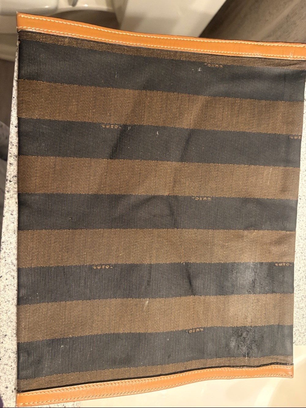 Fendi Brown & Tan Striped Canvas Document/File Carrier - Picture 2 of 4
